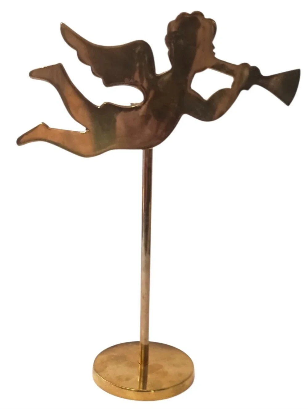 Vintage Brass Angel Trumpeter Candlestick Candle Holder Cherub Christmas Decor